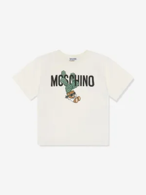 Moschino Kids Teddy Logo T-Shirt in Ivory