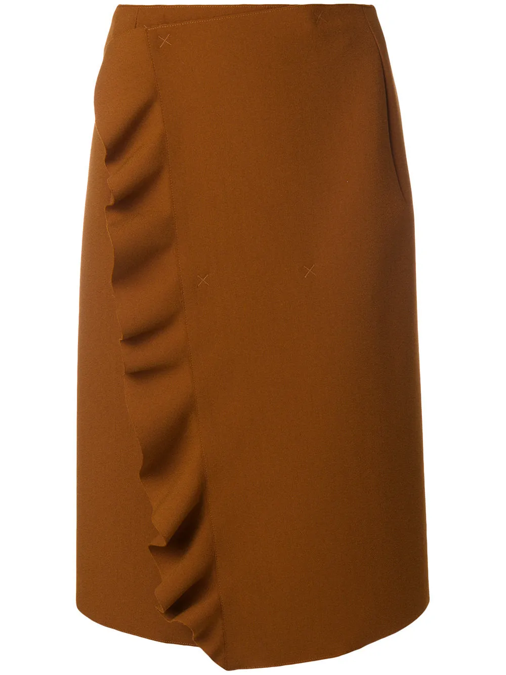 MSGM Rust Ruffle Wrap Skirt - 8