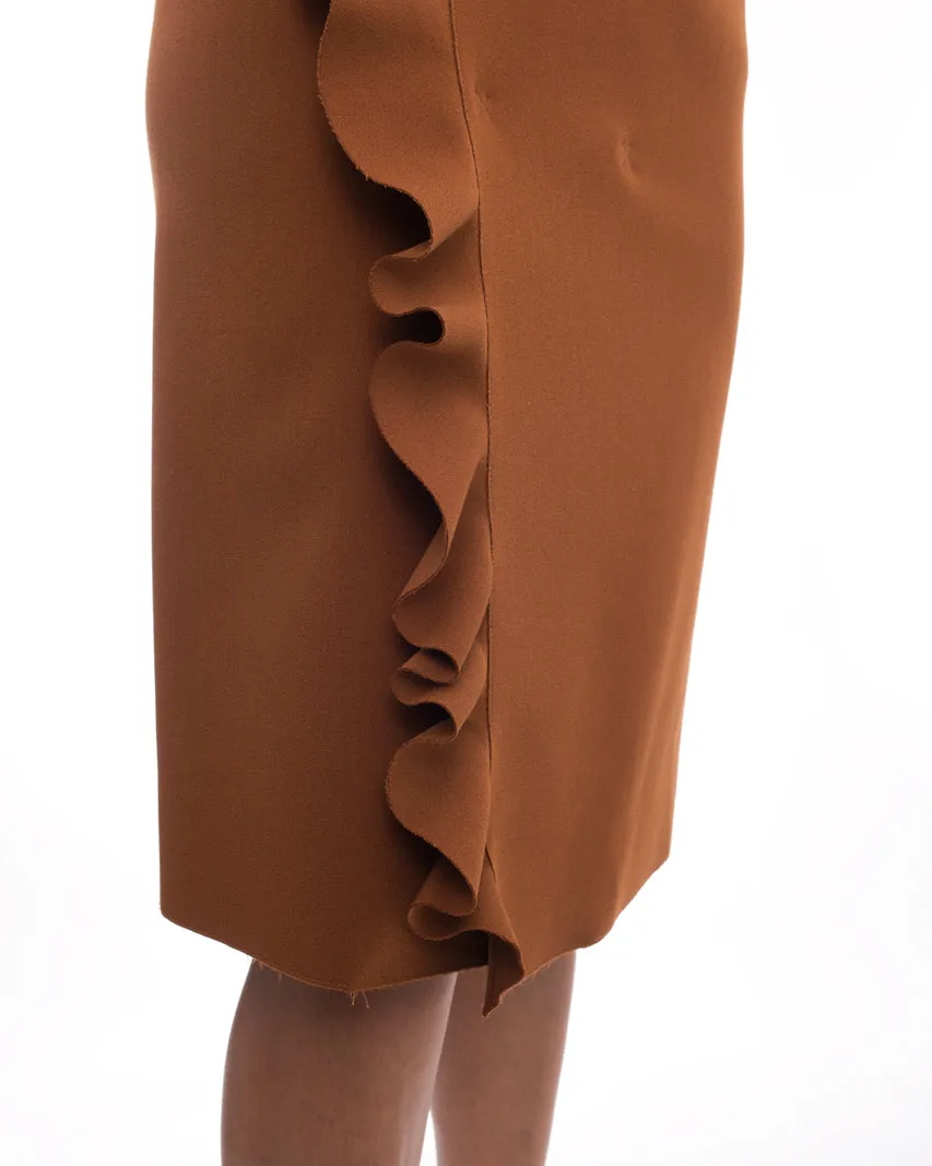 MSGM Rust Ruffle Wrap Skirt - 8