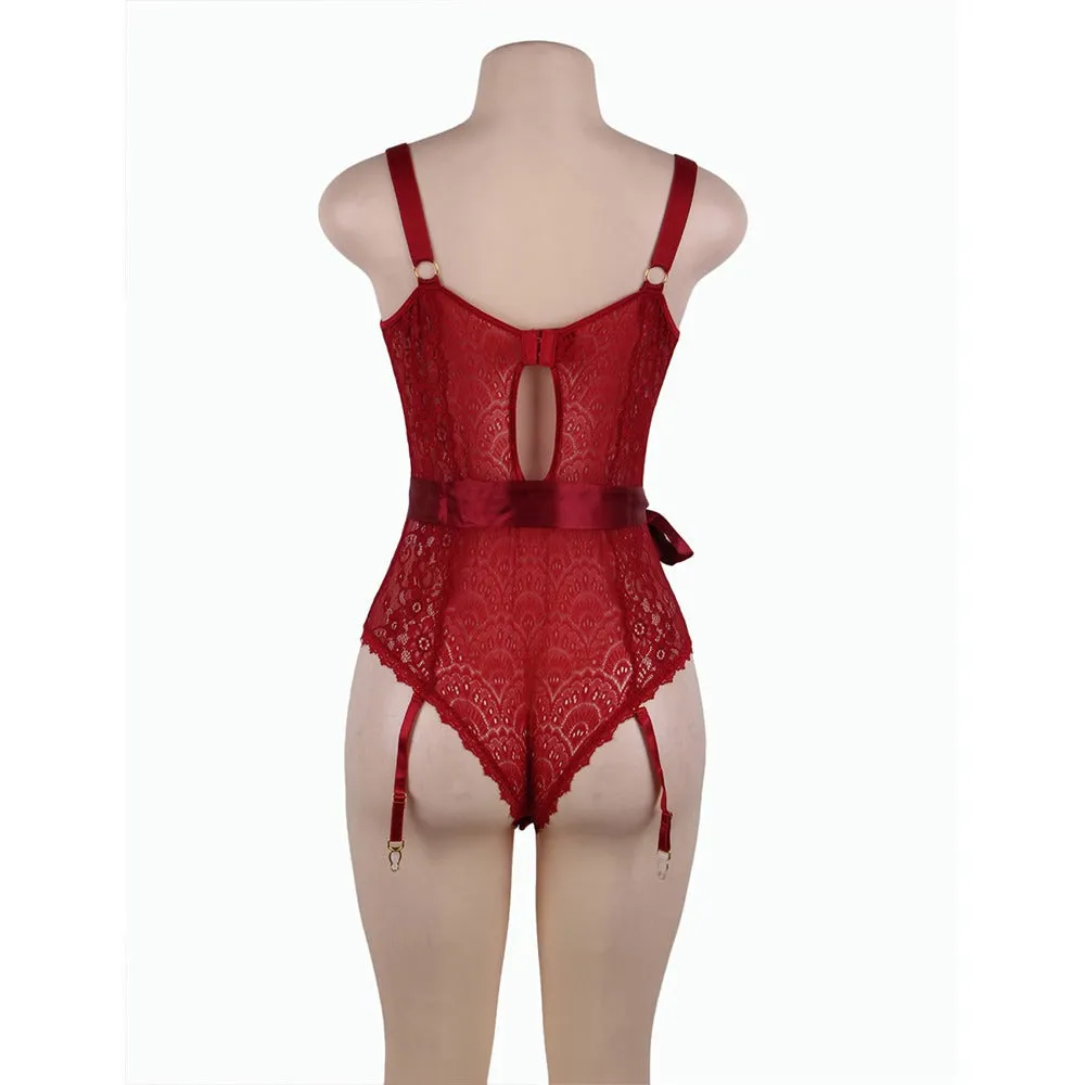 New Exquisite Peacock pattern Lace Teddy With Steel Ring