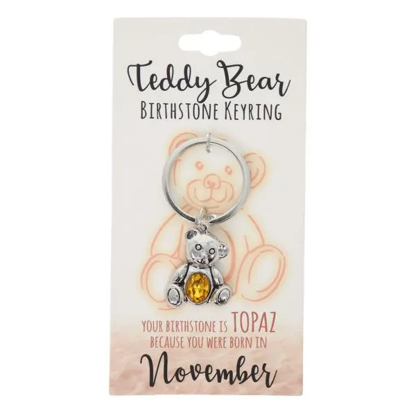 November Teddy Bear Birthstone Keyring