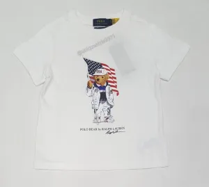 Nwt Kids Polo Ralph Lauren USA Flag Bear Boys Tee (2T-7T)
