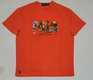 Nwt Polo Ralph Lauren Orange Embroidered Jungle Spellout Patch Classic Fit Tee
