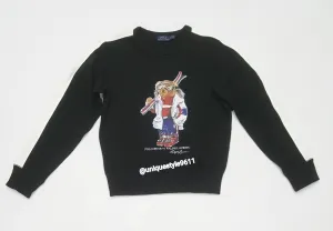 Nwt Polo Ralph Lauren Women's Black Skiing Bear Sweatshirt