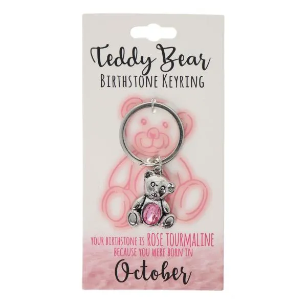 October Teddy Bear Birthstone Keyring