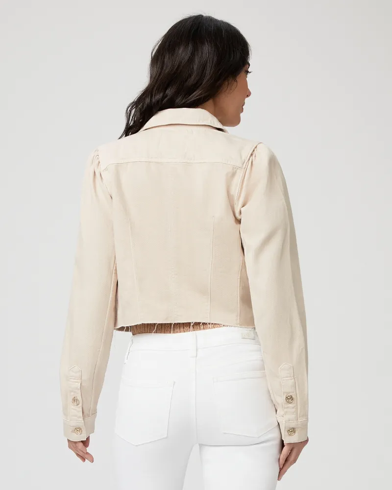 Paige Cropped Pacey Denim Jacket in Soft Beige