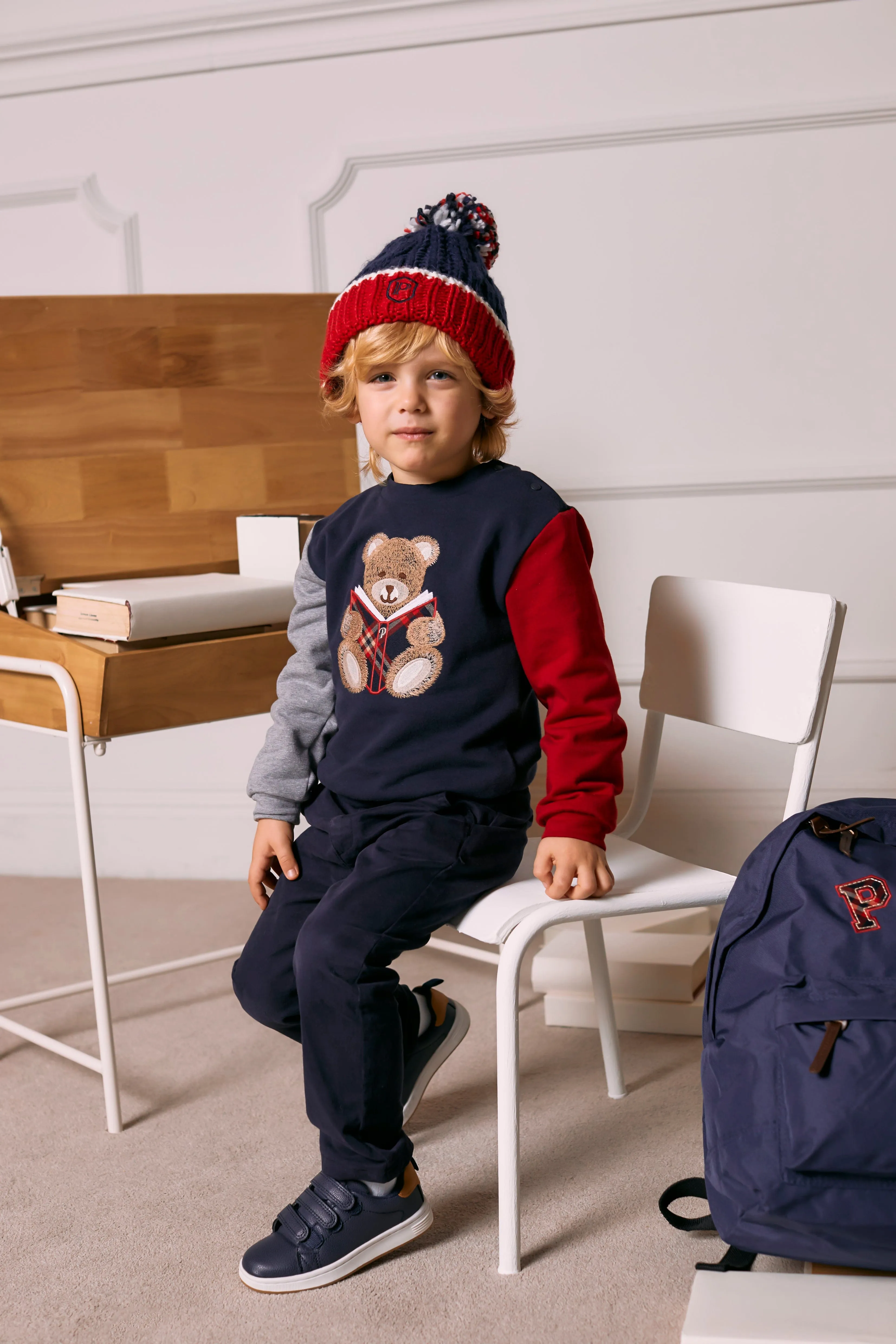 Patachou Baby Boys Teddy Bear Jumper in Navy