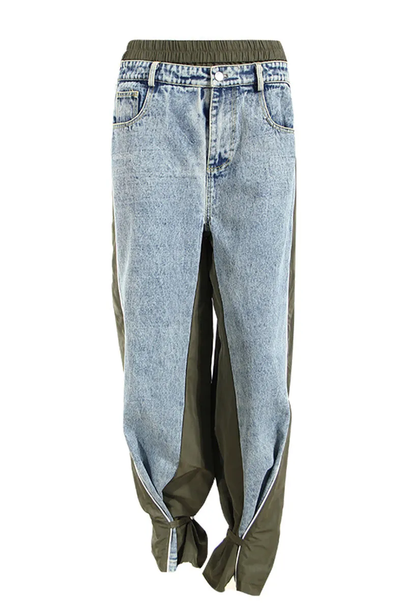 PE155 Two Tone Denim Long Pants