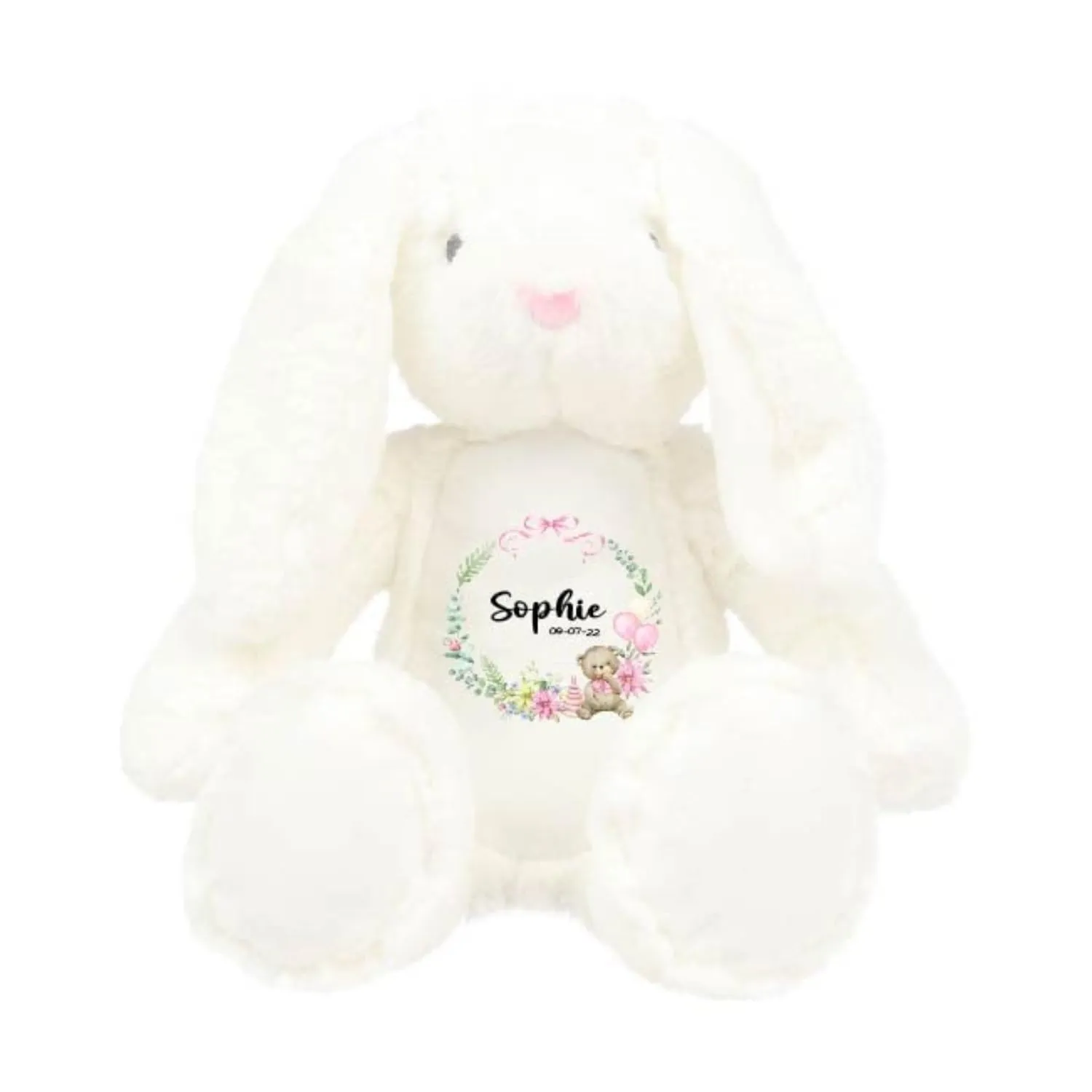 Personalised Bunny Rabbit, New Baby Gift, Personalised Plush Soft Toy, Your Name Teddy, Cuddly Toy, Girls and Boys Teddy Baby Shower Gift