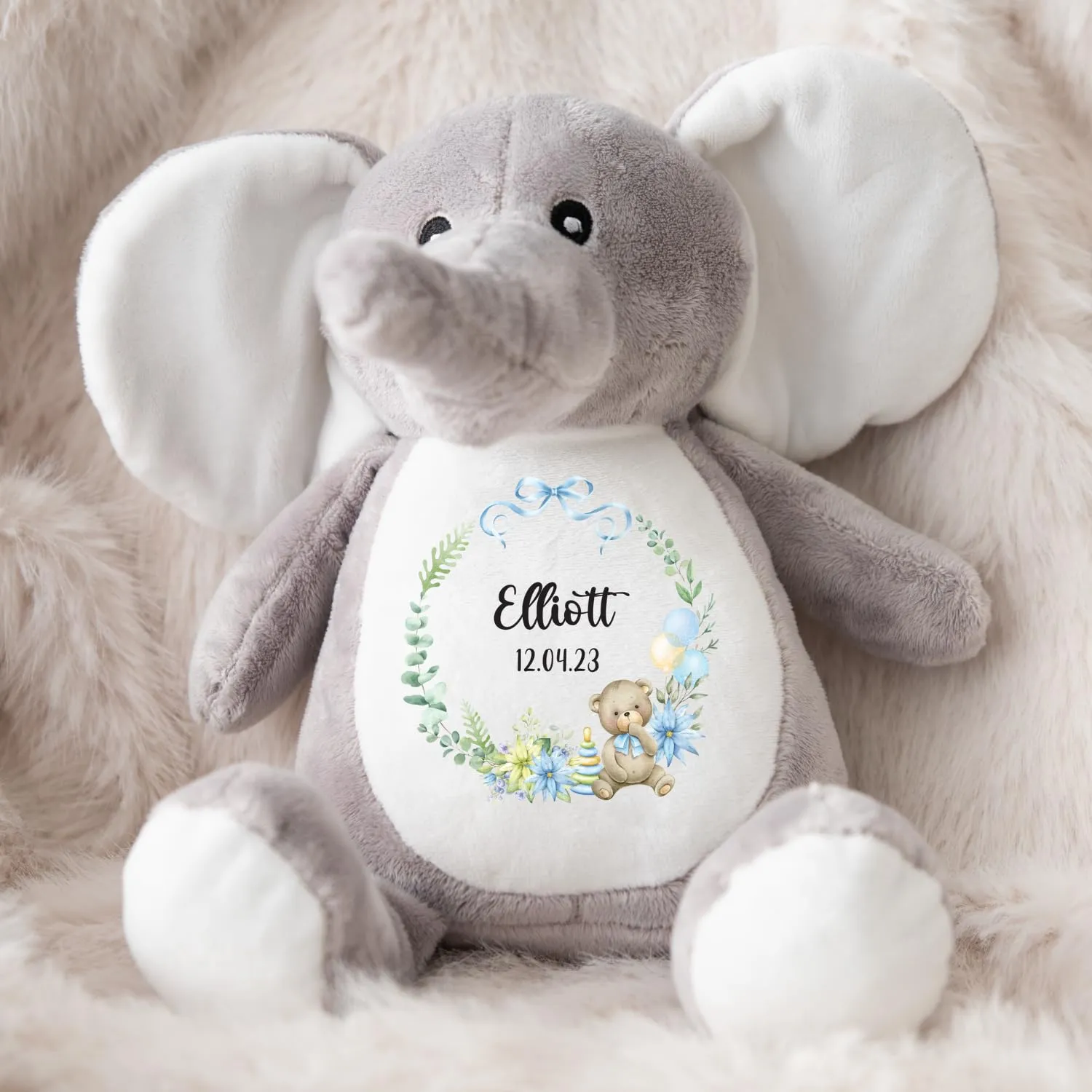 Personalised Bunny Rabbit, New Baby Gift, Personalised Plush Soft Toy, Your Name Teddy, Cuddly Toy, Girls and Boys Teddy Baby Shower Gift