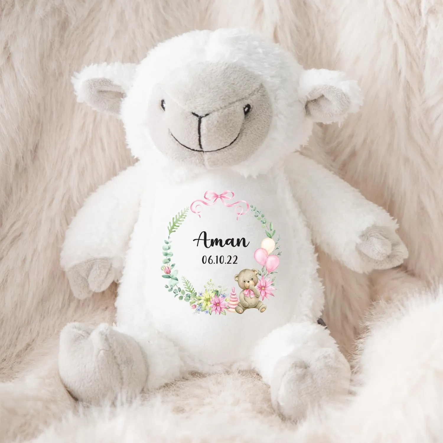Personalised Bunny Rabbit, New Baby Gift, Personalised Plush Soft Toy, Your Name Teddy, Cuddly Toy, Girls and Boys Teddy Baby Shower Gift