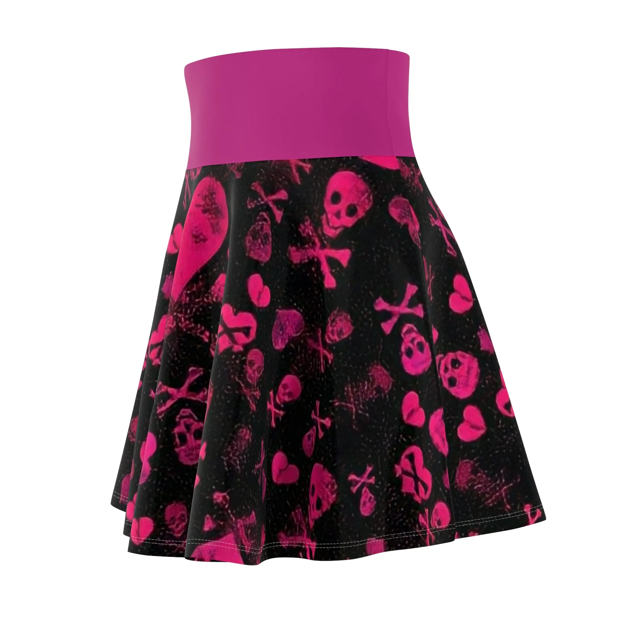 Pink Skull Skater Skirt