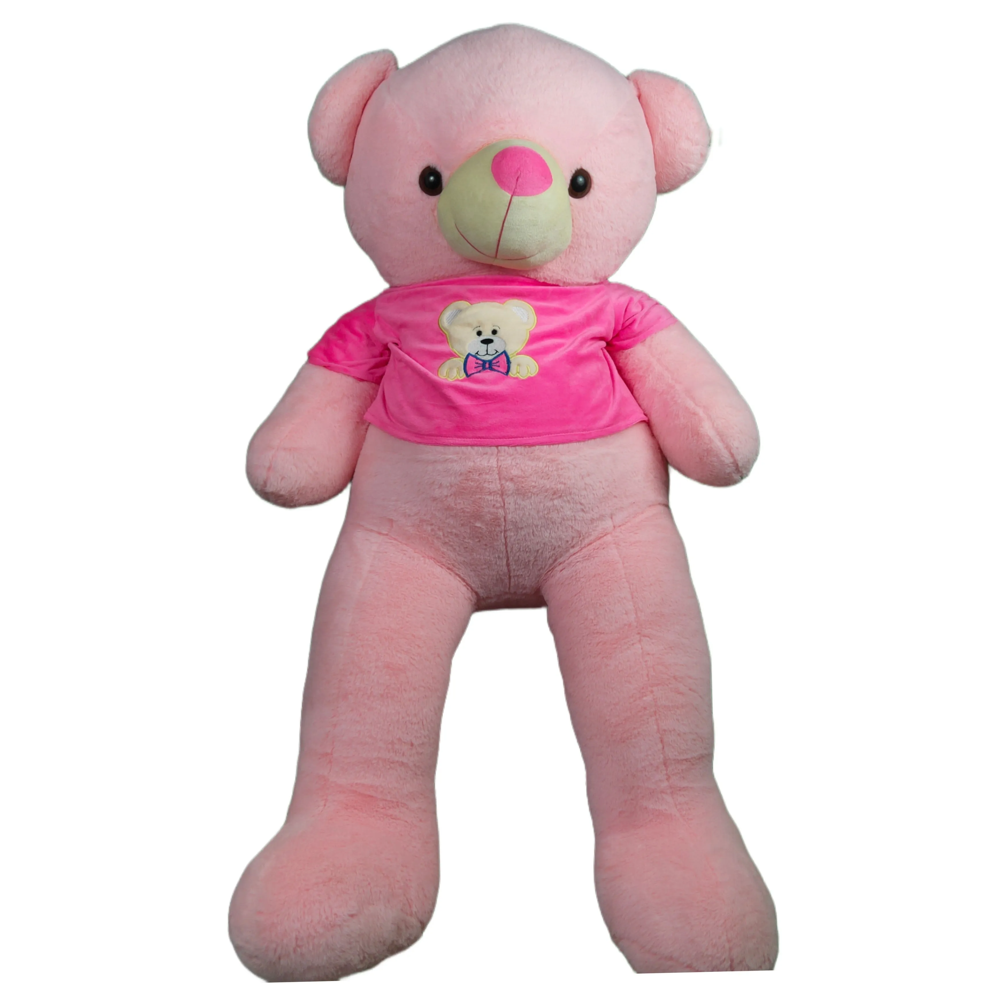 Play Hour Teddy Bear Plush Soft Toy Wearing Pink T-Shirt for Ages 3 Years and Up - Pink, 120cm