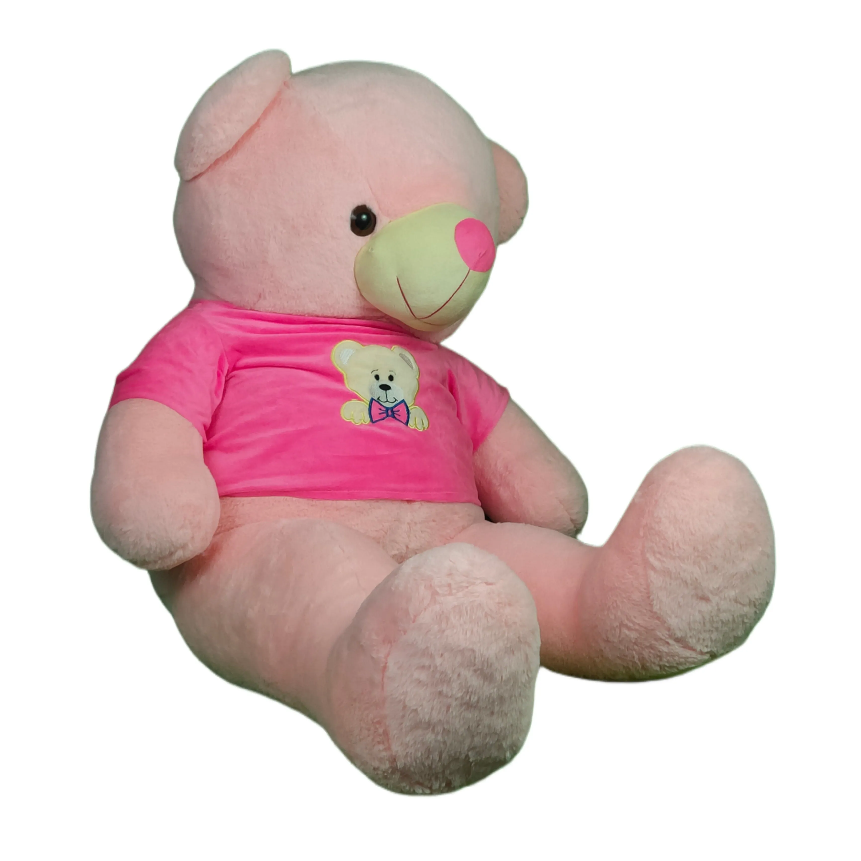 Play Hour Teddy Bear Plush Soft Toy Wearing Pink T-Shirt for Ages 3 Years and Up - Pink, 120cm