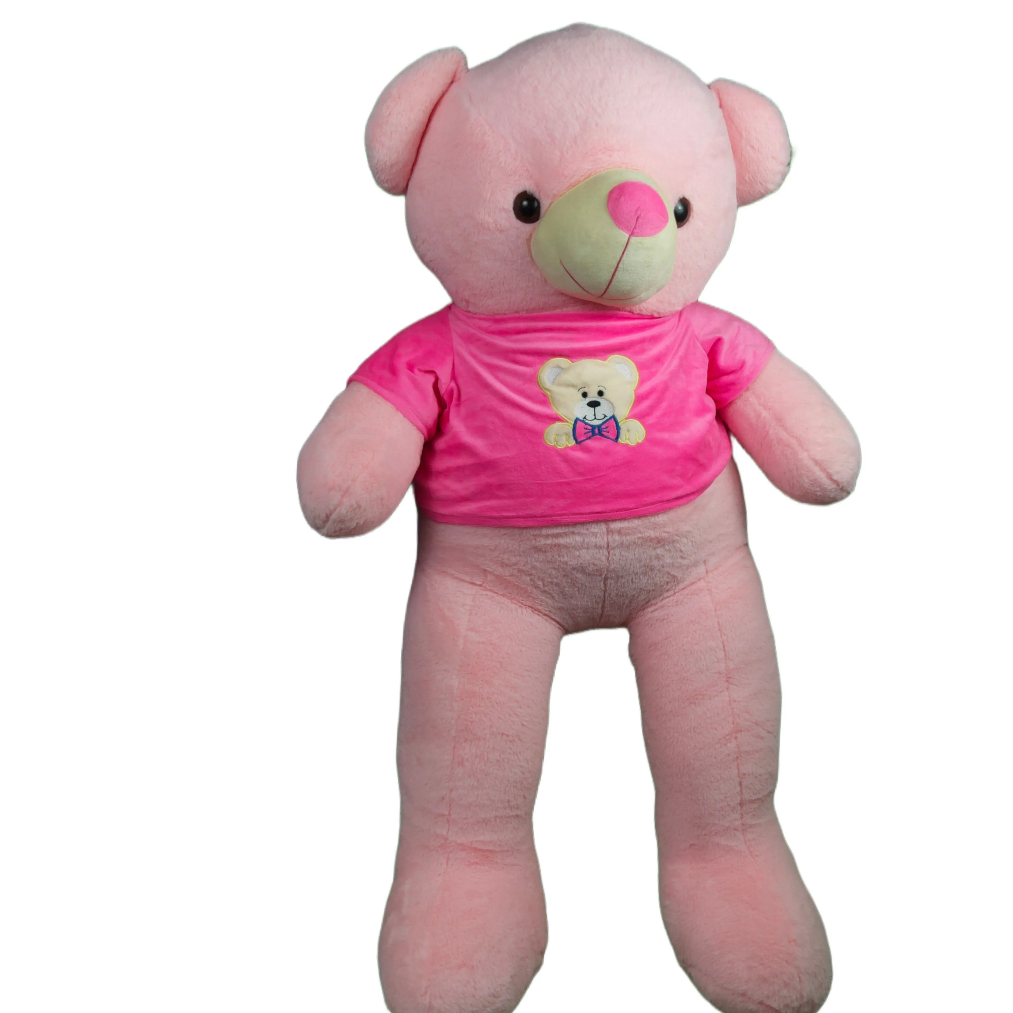 Play Hour Teddy Bear Plush Soft Toy Wearing Pink T-Shirt for Ages 3 Years and Up - Pink, 120cm