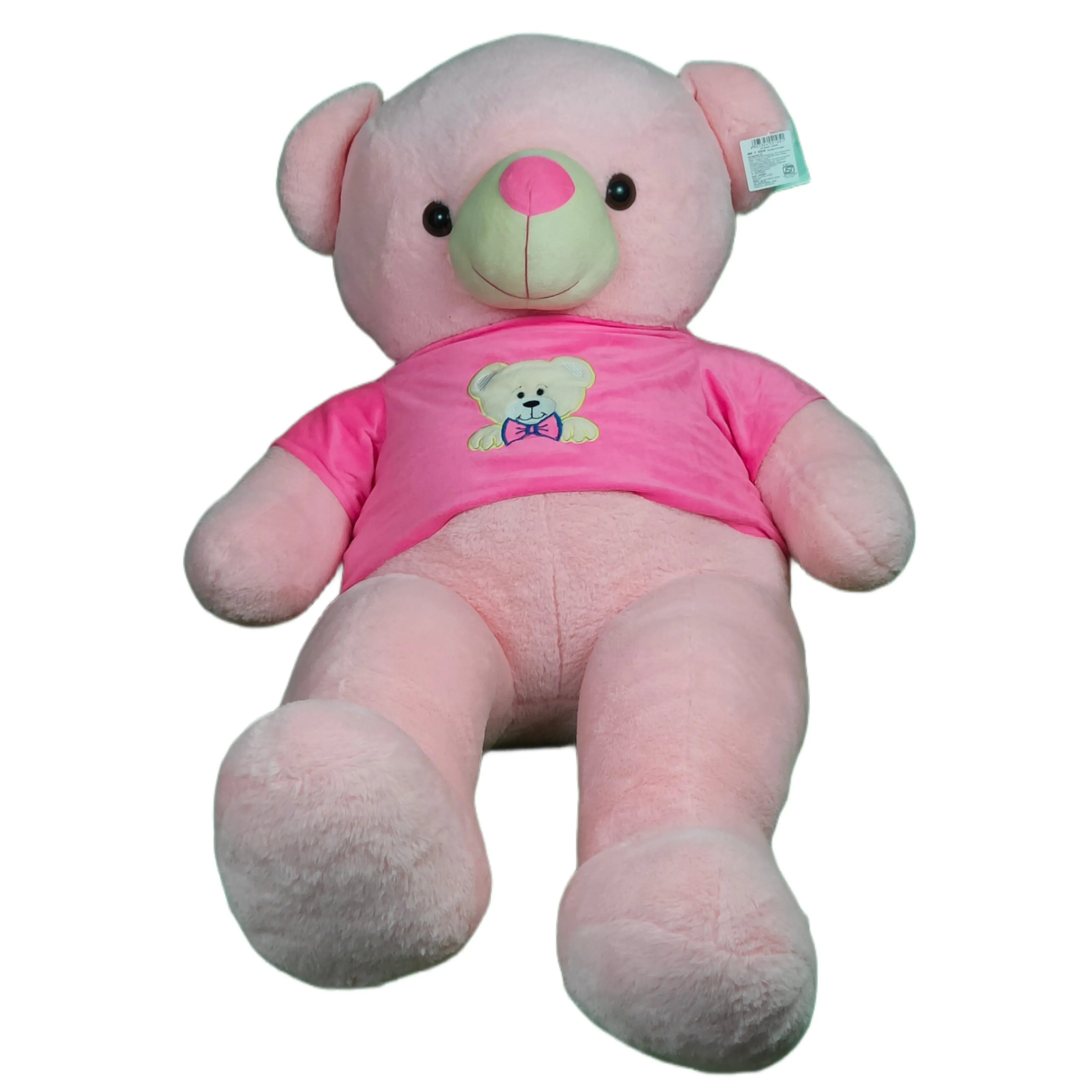 Play Hour Teddy Bear Plush Soft Toy Wearing Pink T-Shirt for Ages 3 Years and Up - Pink, 120cm