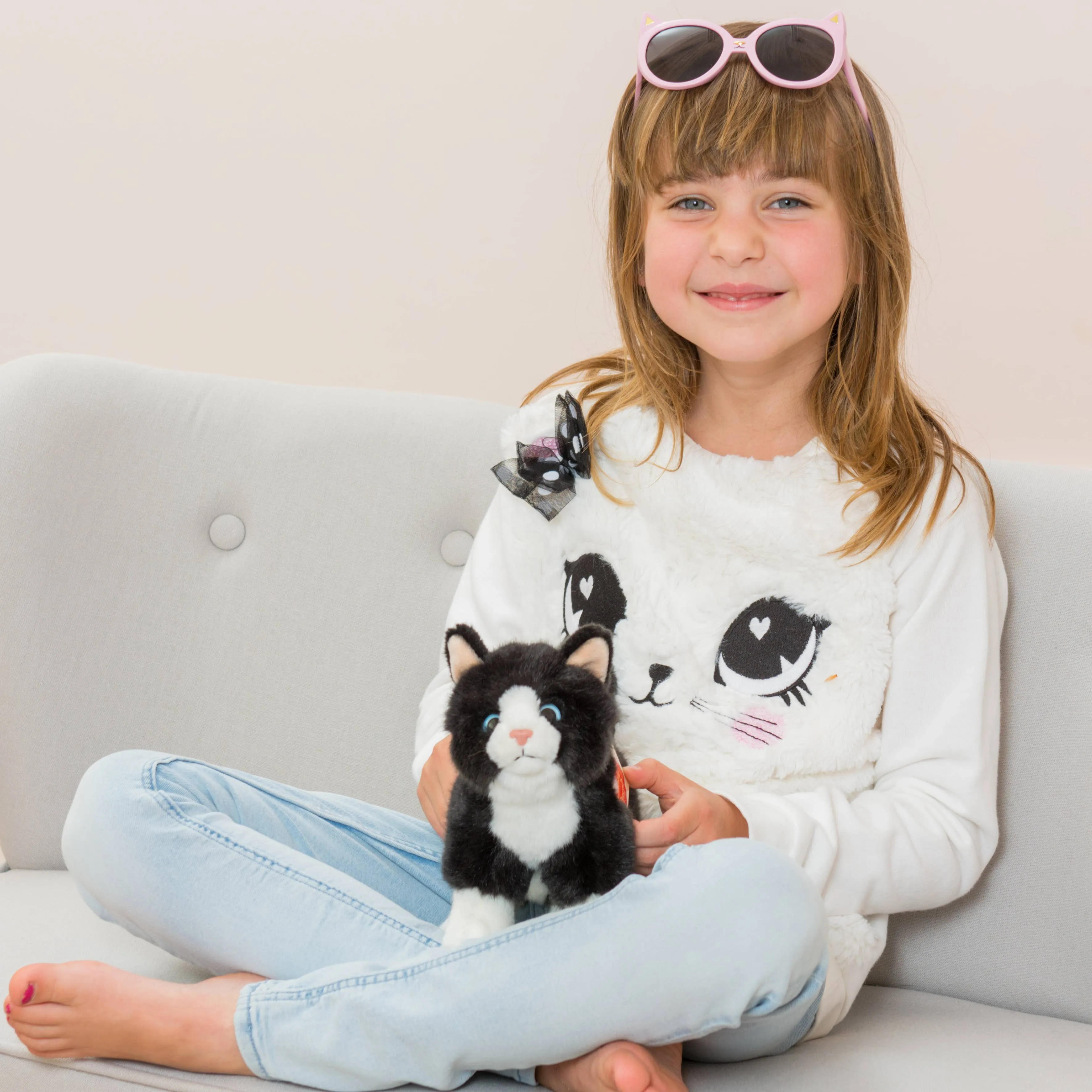 Plush Black and White Tuxedo Cat Standing 20 cm - plush soft toy by Teddy Hermann