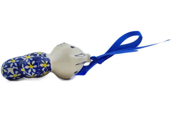 Polish Pottery 3" Teddy Bear Ornament Daisy