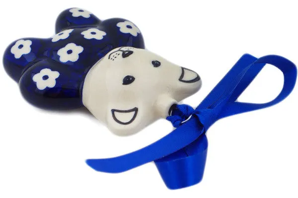 Polish Pottery 3" Teddy Bear Ornament Simple Daisy