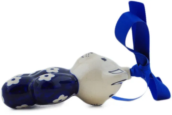 Polish Pottery 3" Teddy Bear Ornament Simple Daisy