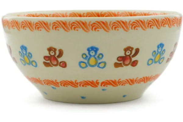Polish Pottery 6" Bowl Teddy Bear