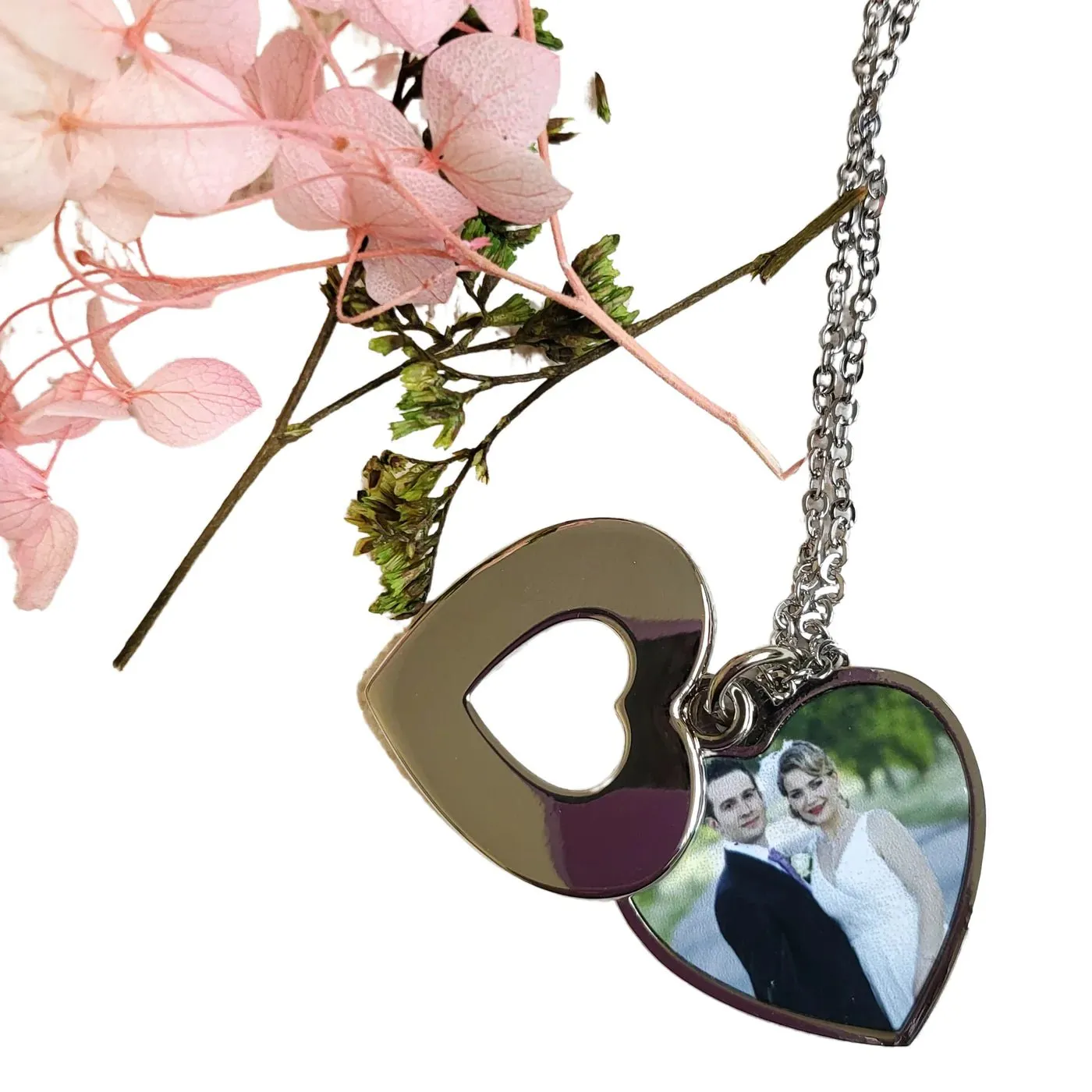 Pure Essence Greetings Love Heart Teddy Bear and Photo Locket Necklace Gift Set