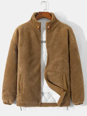 Quilted Lined Teddy Fleece Zip Up Coat