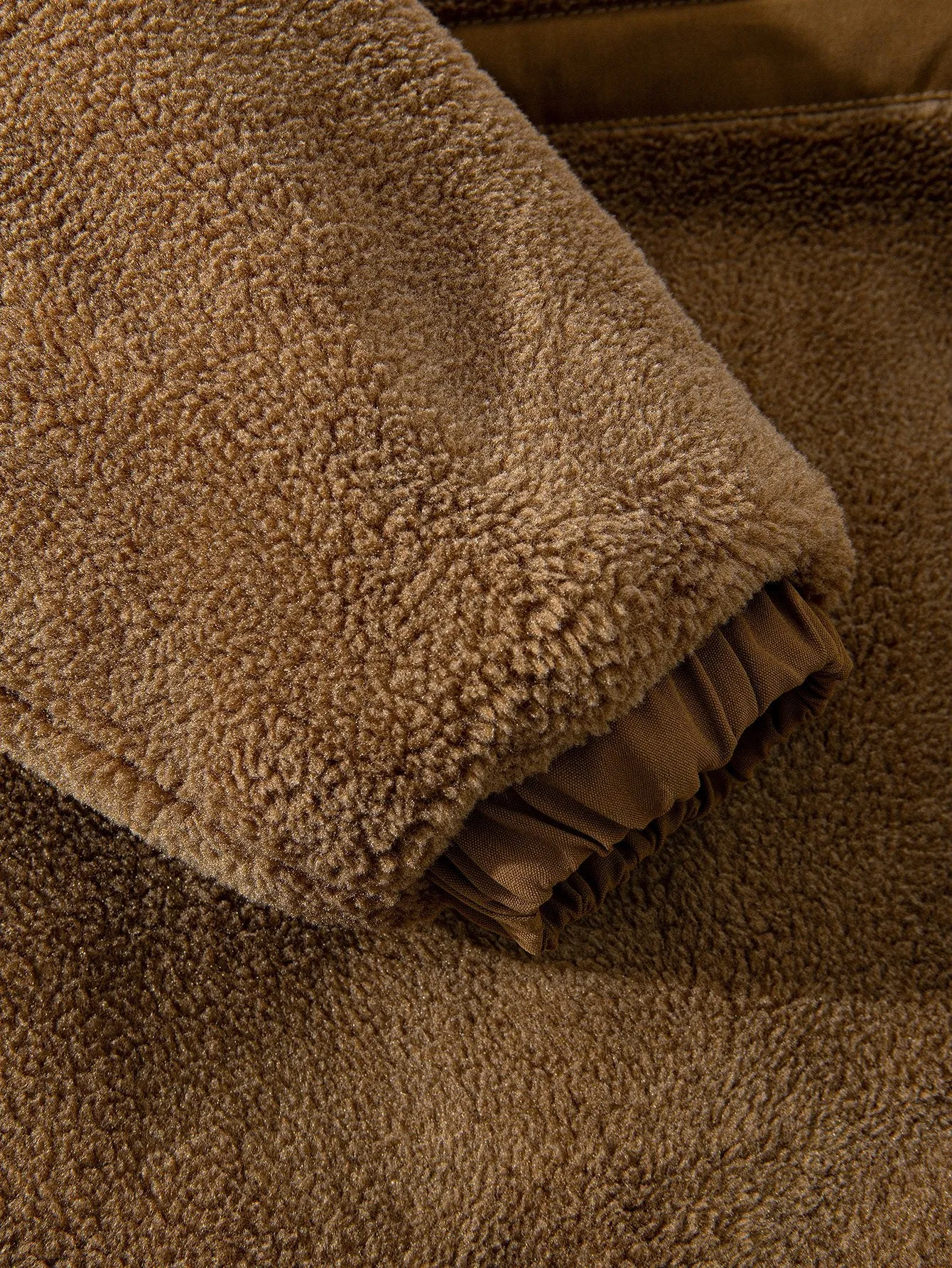 Quilted Lined Teddy Fleece Zip Up Coat