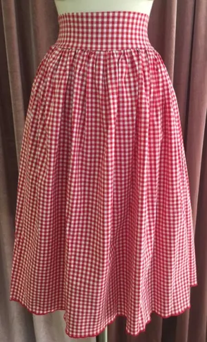 Red Gingham Swing Skirt with Pockets