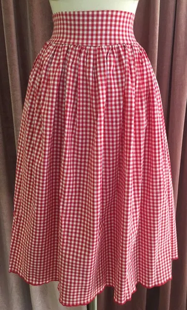 Red Gingham Swing Skirt with Pockets