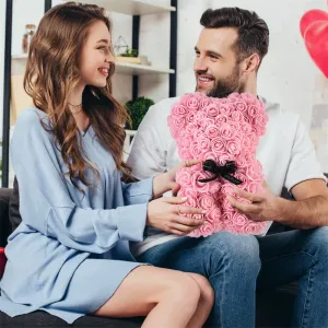 Roses Teddy Bear - Flower Bear Gift for Valentines Day, Mothers Day, Wedding and Anniversary & Bridal Showers