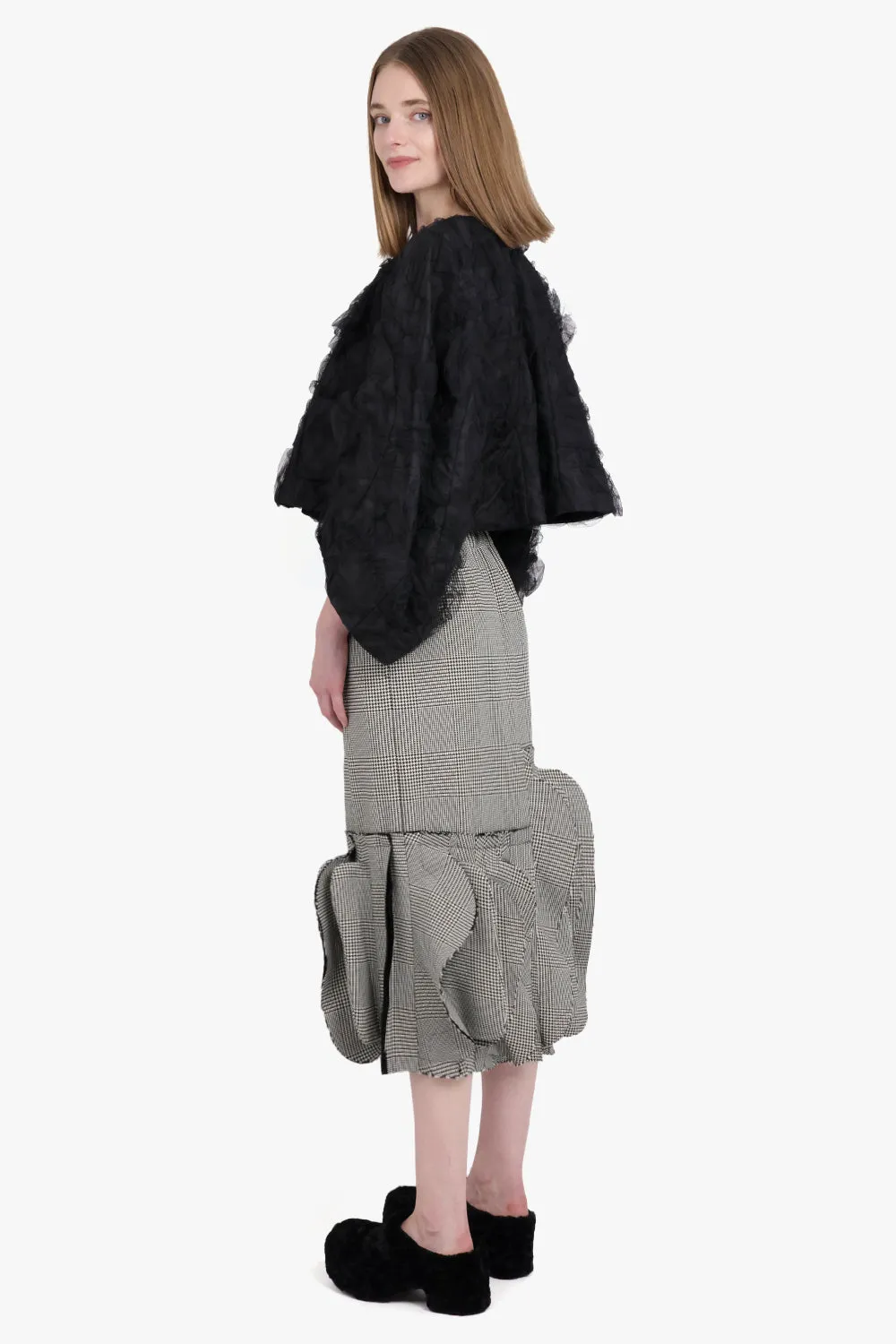 Ruffle Tulle Cropped Jacket | Black