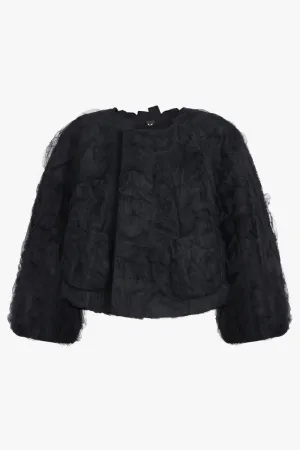 Ruffle Tulle Cropped Jacket | Black