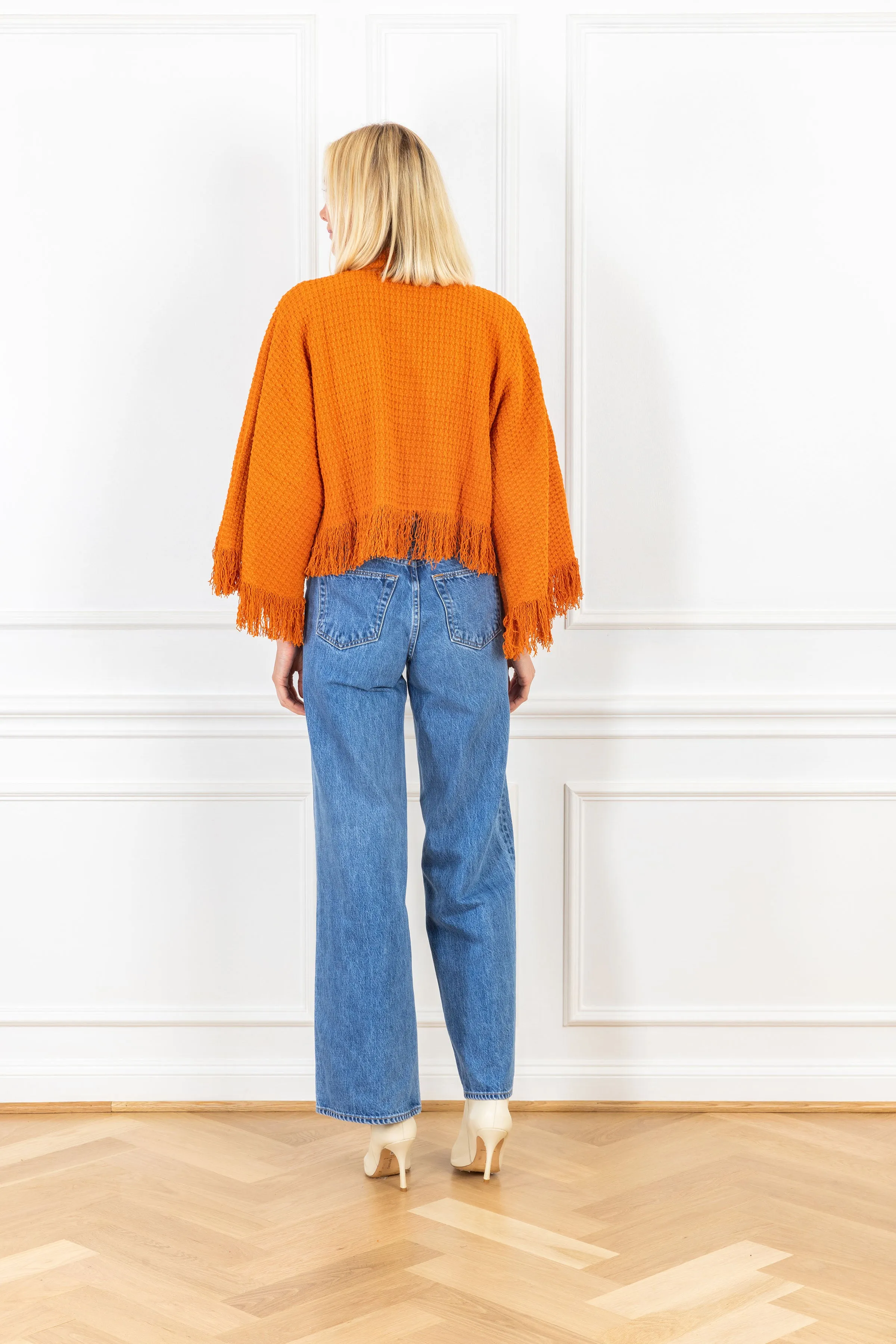 Rust Fringe Cropped Jacket