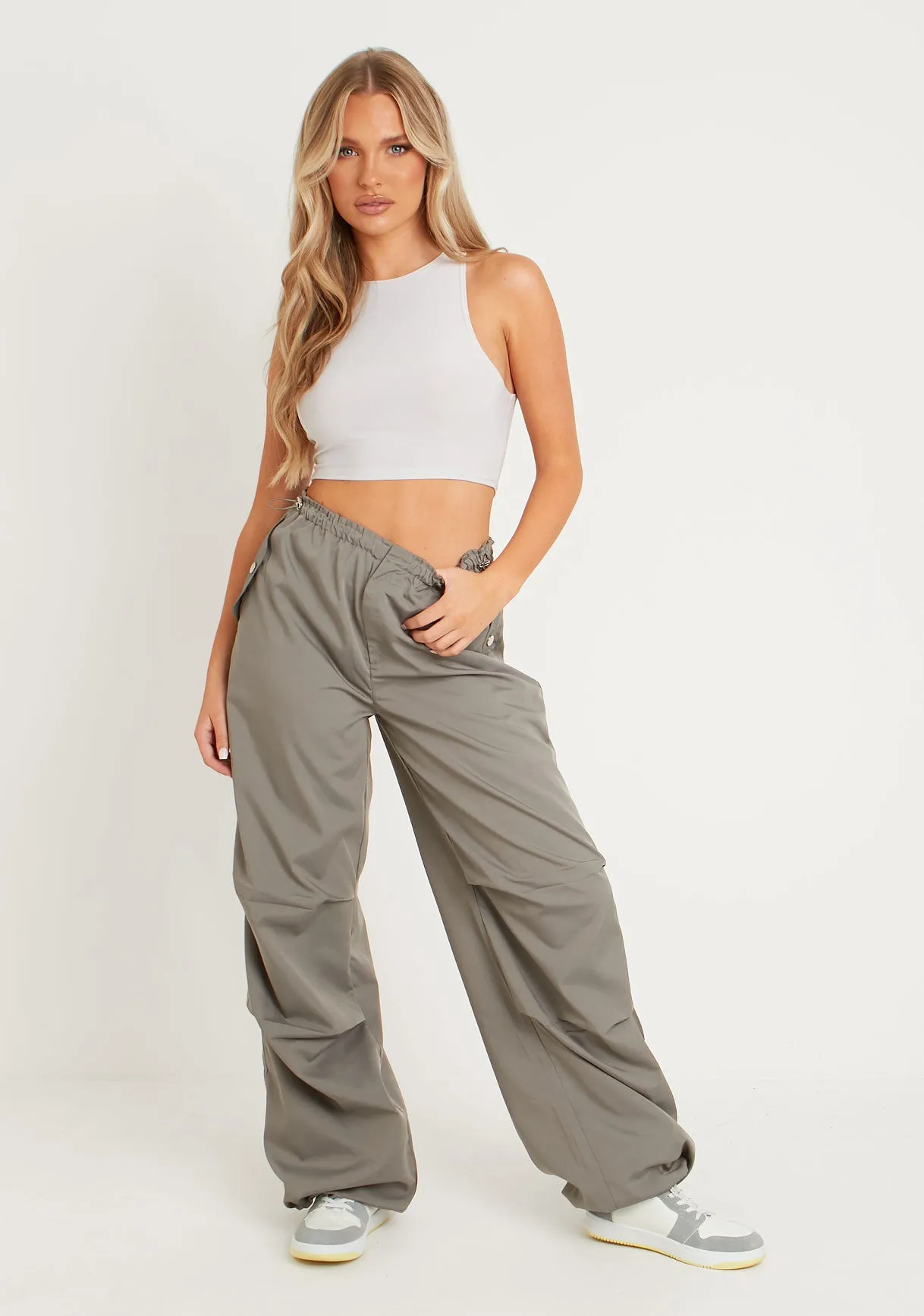 Samantha Charcoal Parachute Cargo Pants
