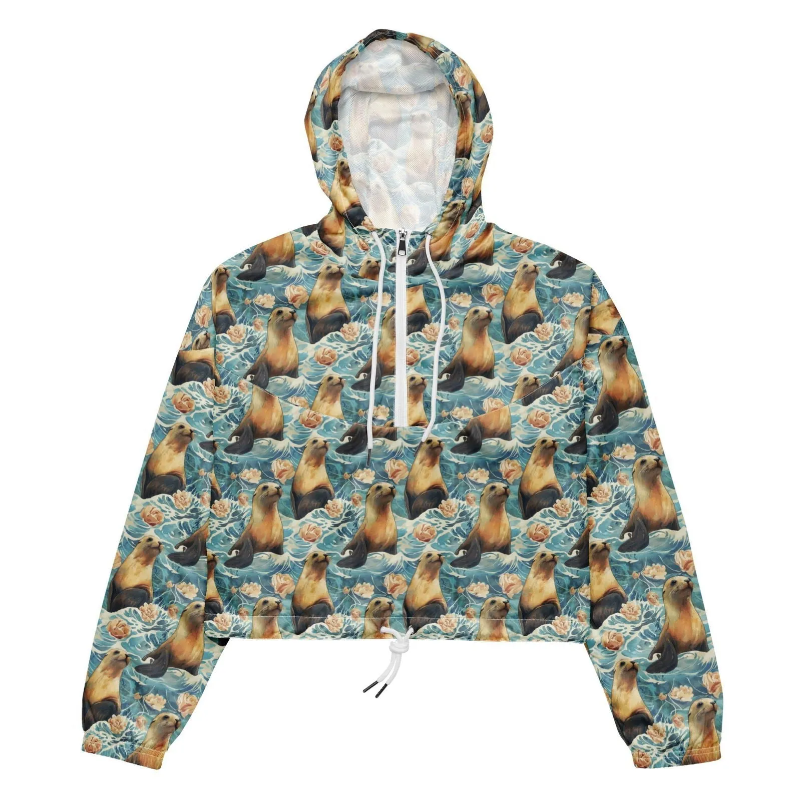 Seaside Sea Lion Women’s cropped Windbreaker