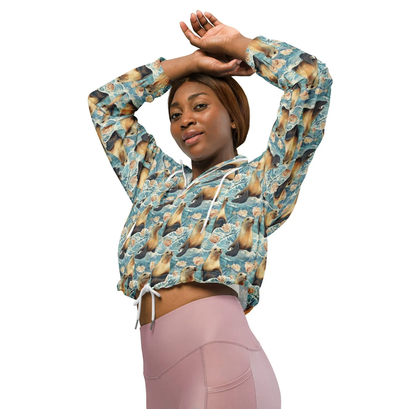 Seaside Sea Lion Women’s cropped Windbreaker