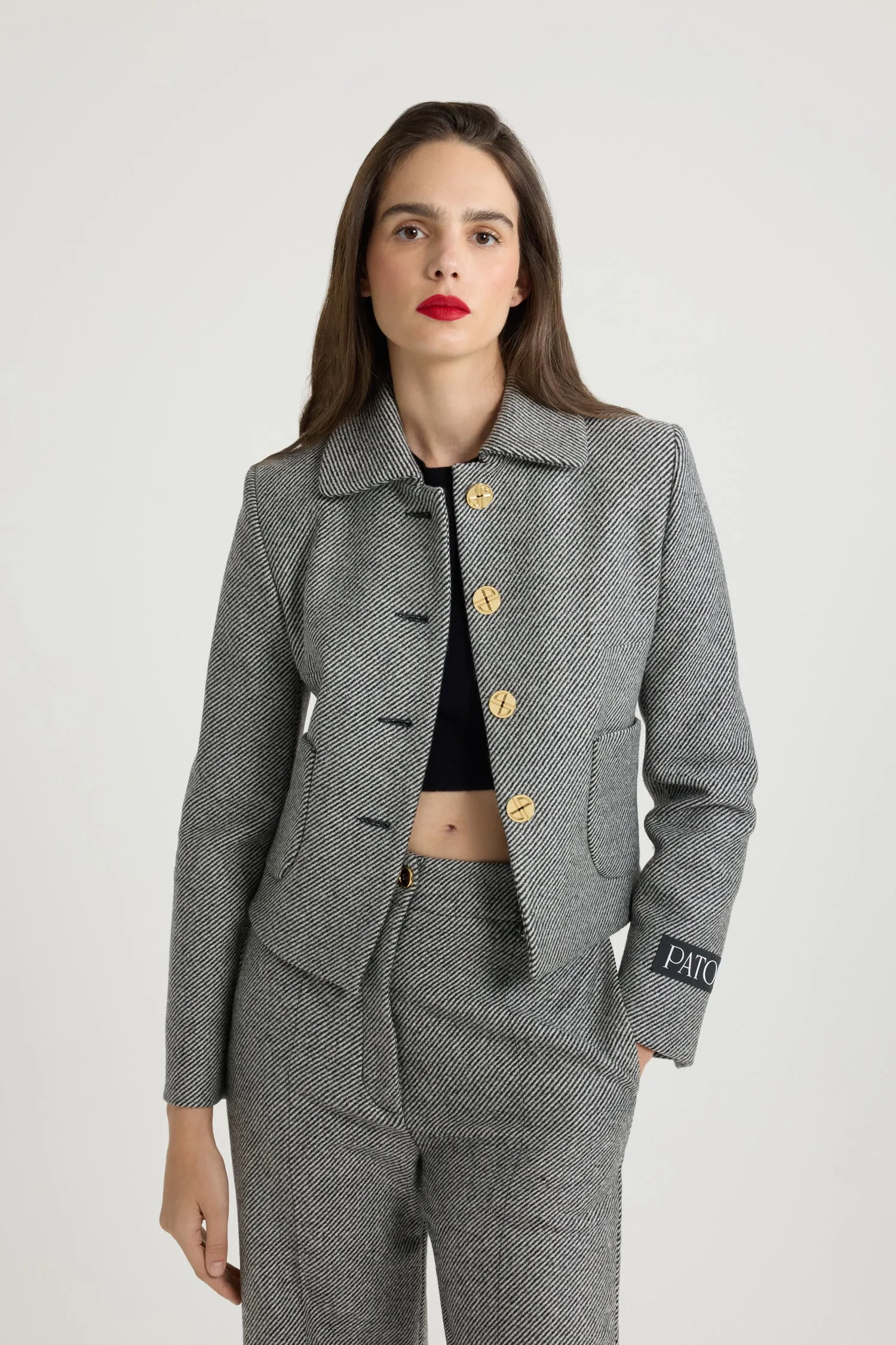 Short jacket in textured wool
