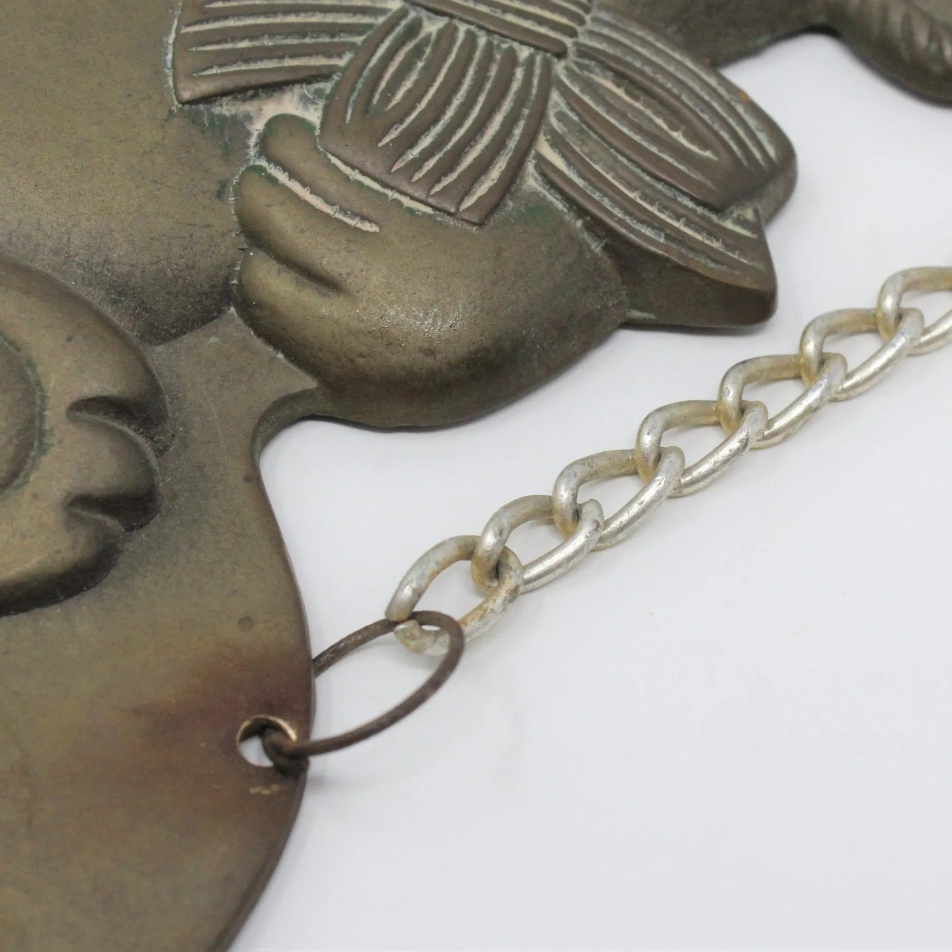 Sign, Welcome Sign with Chain, Brass Teddy Bear, Vintage