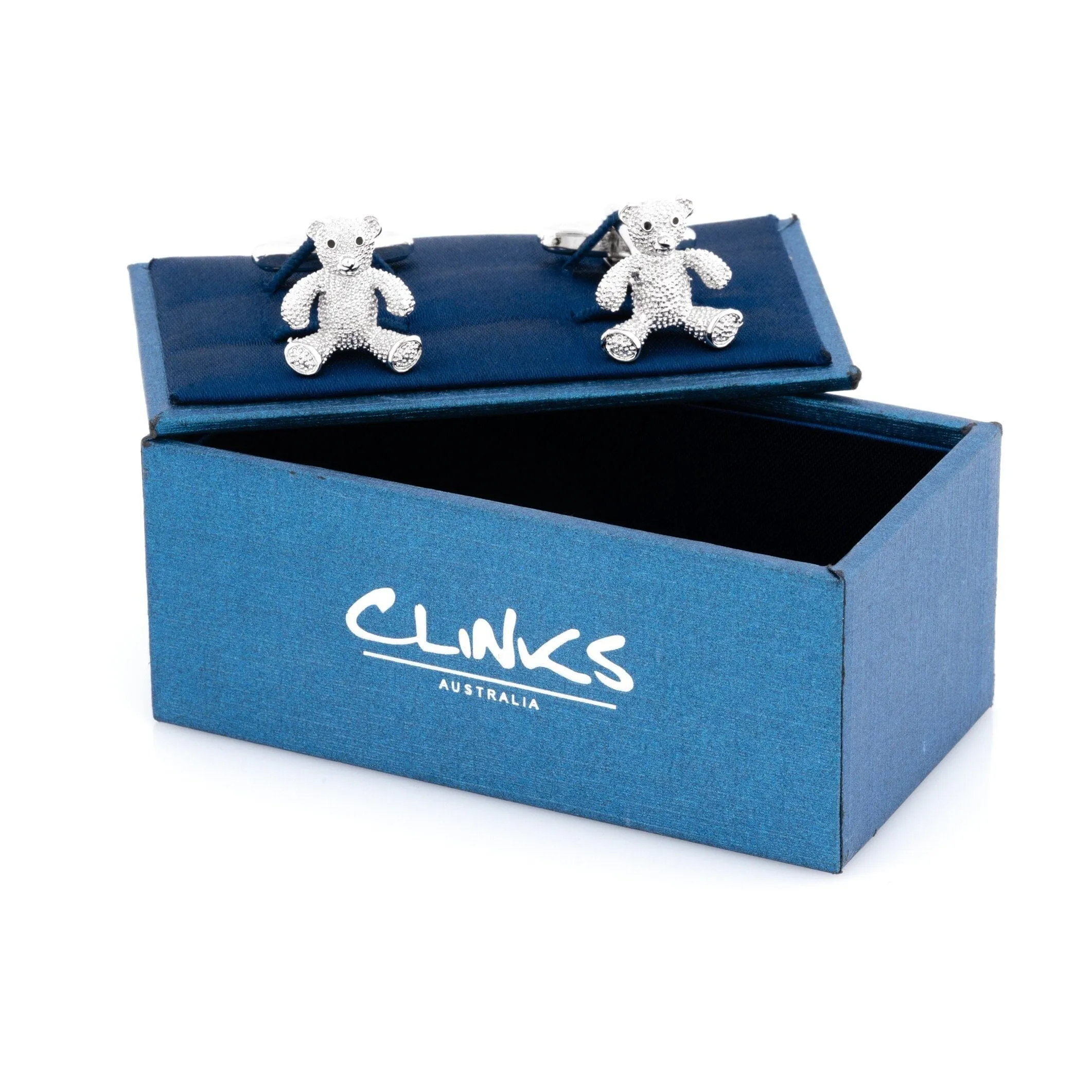 Silver Textured Teddy Bear Cufflinks