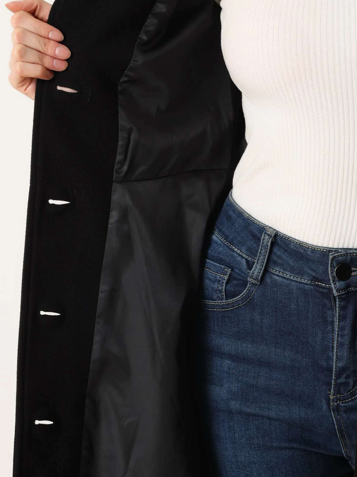 Single Breasted Belted Hooded Winter Pockets Coat