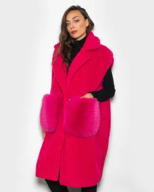 sleeveless with Fox pockets Fuchsia