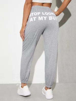 Slogan High Waist Long Women Sweatpants
