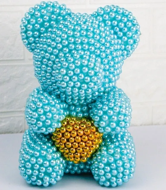 Small Simulated Pearl Rose Teddy Bear Precious Gift