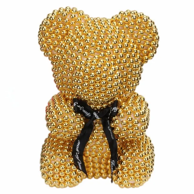 Small Simulated Pearl Rose Teddy Bear Precious Gift