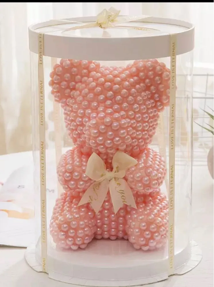 Small Simulated Pearl Rose Teddy Bear Precious Gift