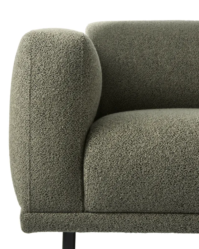 Sofa w tkaninie boucle 3-osobowa TEDDY oliwkowy