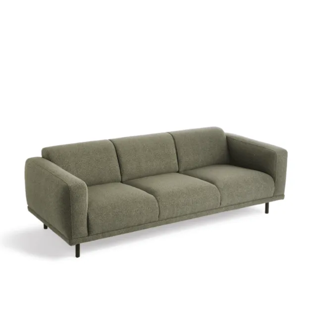 Sofa w tkaninie boucle 3-osobowa TEDDY oliwkowy