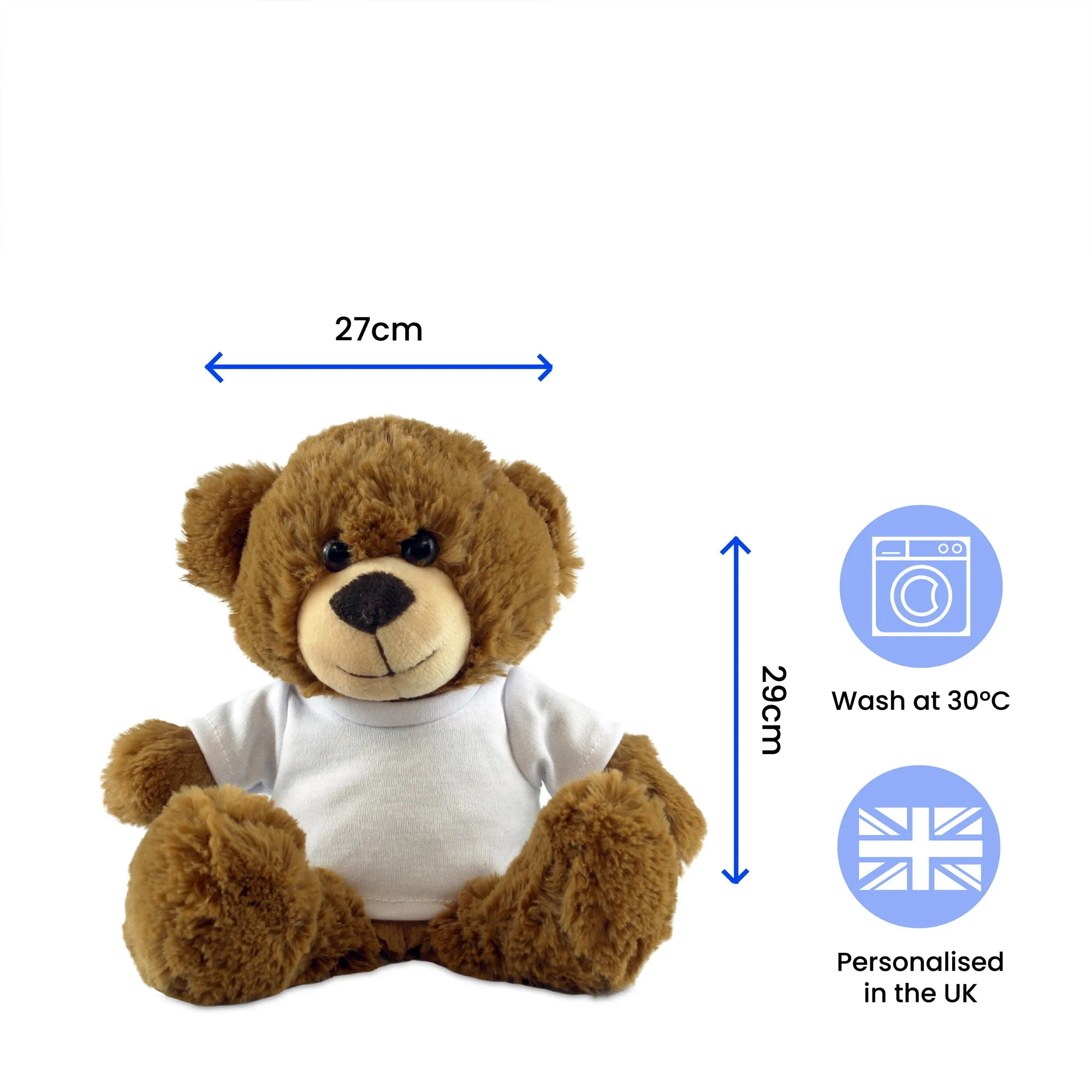 Soft Dark Brown Teddy Bear Toy with T-shirt with Name in Cloud Design