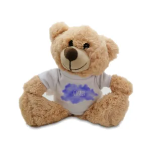 Soft Light Brown Teddy Bear Toy with T-shirt with Name in Cloud Design